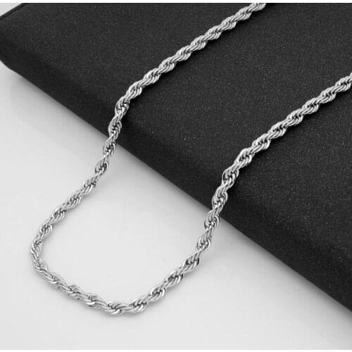 Wholesale Jewelry -- 50/60/70 cm Titanium steel Long Rope ( 2-4 mm ) White Color Necklaces for Men No Fade