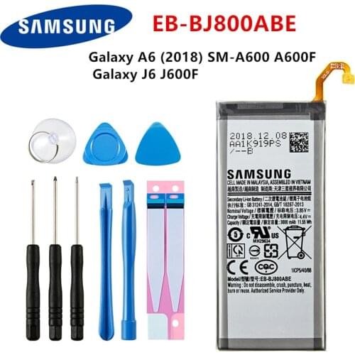SAMSUNG Orginal EB-BJ800ABE 3000mAh Battery For Samsung Galaxy A6 (2018) SM-A600 A600F Galaxy J6 J600F Mobile Phone +Tools