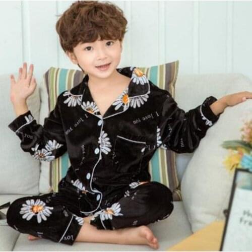 Autumn Winter Children Velour Pajamas Set Teen Warm Velvet Sleepwear Girls Loungewear Kids Long Sleeved Pijamas Homewear Suit