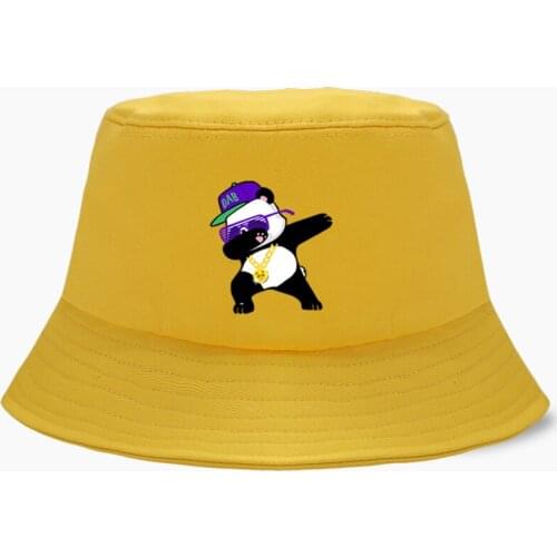 Animal Dabbing Panda Cartoon Bob Bucket Hats Summer Mens Panama Women Fisherman Hat Cotton Korean Black Caps Hip Hop Beach Cap
