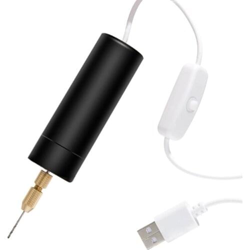 Portable Mini Electric Hand Drill Micro USB Small Drill Chuck Tools with 3pc Bits