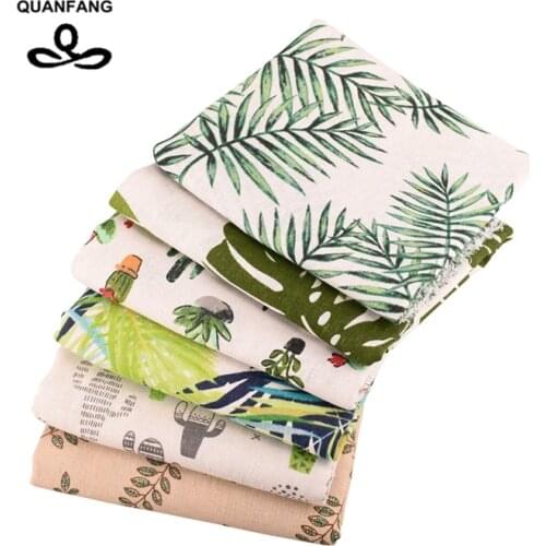 Green Series, Printed Cotton Linen Fabric For Sewing DIY Quilting,Sofa,Table,Clothes,Curtain,Cushion Hold Pillow Case,Half Meter