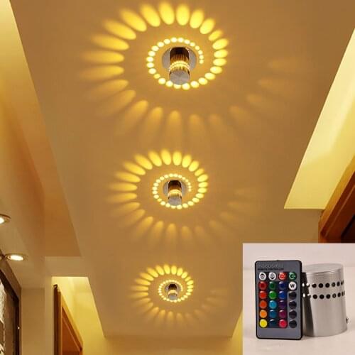 LED Spiral Wall Light Effect Ceiling Lamp RGB With Remote Controller Colorful lamp For Party Bar Lobby KTV Home Decoration Porch
