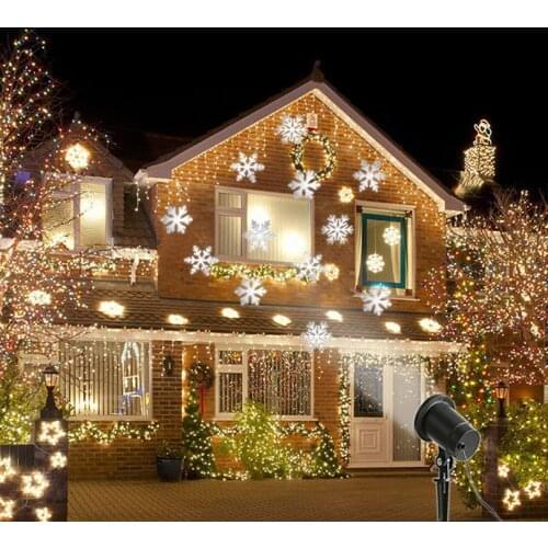 Outdoor Projector Lamps Waterproof Moving Snow Laser Lights Snowflake Landscape Christmas Party LED Stage Lighting Garden Lamps