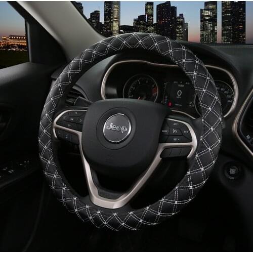 Universal Car PU Leather Steering-Wheel Covers Anti-slip Skidproof Durable 38CM/15" Dynamic Fibre Handmade Steering Wheel Cover