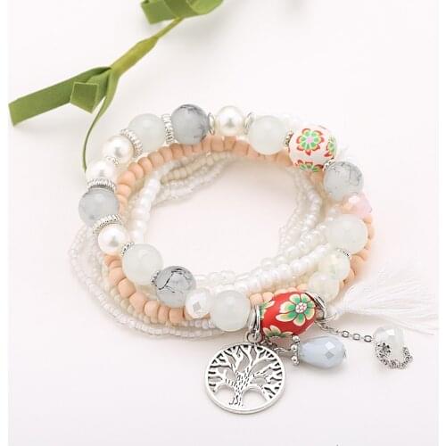 Bohemian Friendship Tassel Bracelets & Bangles For Women Boho Crystal Life Tree Charm Bracelet Femme Pulseras Mujer Jewelry Gift