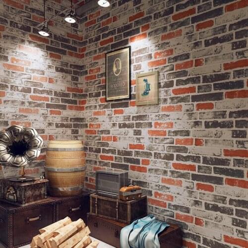 Vintage Waterproof Pvc 3d Stone Effect Wall Paper For Kitchen Restaurant Cafe Bar Red Brick Wall Decor Wallpaper Papel De Parede