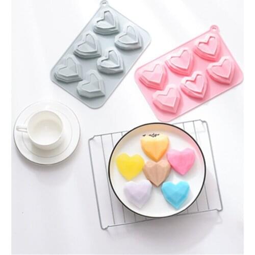 1pcs 3D Diamond Love Heart Shape Silicone Molds DIY French Dessert Mousse Cake Mold Fondant Cake Decorating Tools Baking Moulds