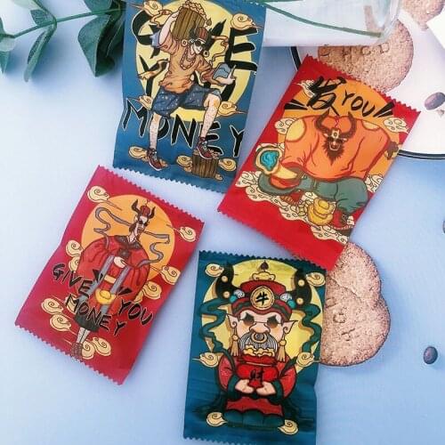 AQ 100pcs Homemade Cookies Bag Handmade Soap Cookies Nougat Candy Packaging Bag Cartoon Personalise Chinese Style gift wrapping