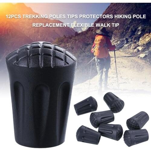 12PCS Trekking Poles Tips Protectors Hiking Pole Replacement Flexible Walk Tip