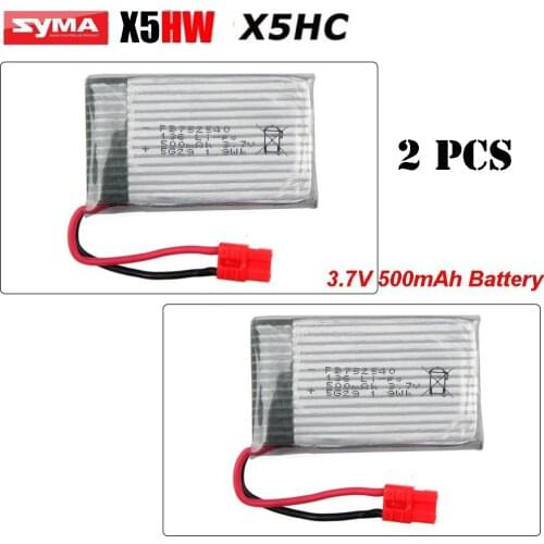 2pcs * 3.7V 500mAh Li-Po Batteries For Syma X5HC X5HW X5HC-1 X5HW-1 RC Quadcopter