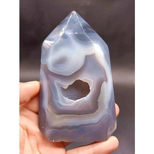 268g Rare natural stone. High quality agate crystal cave quartz obelisk crystal rod tip interior decoration figurine A2