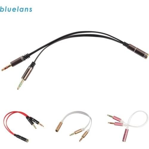 3.5mm Stereo Earphone Headphone Audio Y Splitter Jack 2 Male to 1 Female With Mic Adapter Cable For Phone Laptop MP3 Player