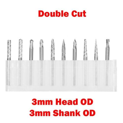 3mm Shank OD 3mm Head OD Double Cut CNC Tool Grinder Tungsten Carbide Woodworking Milling Cutter Polishing Head Rotary File