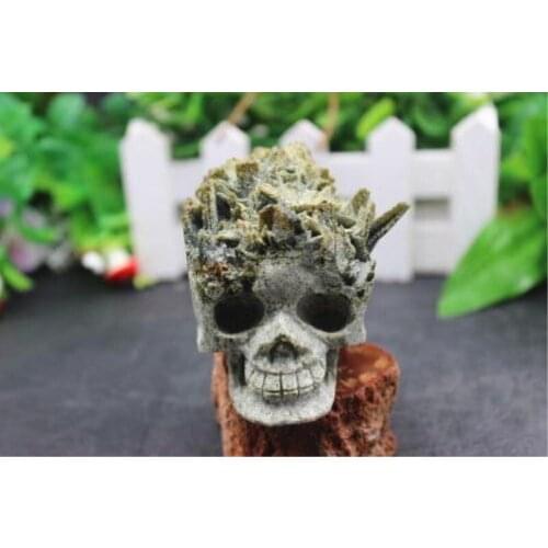 300 grams of natural quartz green tourmalines skull green crystal specimen skull healing