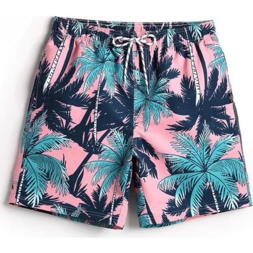 3xl plus size pink coconut tree print swimwear men beach shorts trunks quick dry bathing suit swimsuit surf swimming hawaiian
