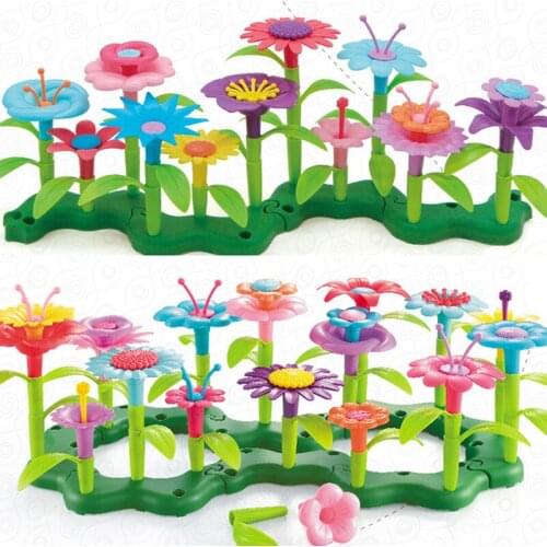 46pcs/set Dream Garden Series Girls Flower Interconnecting Blocks Toys Creative DIY Bricks Toys Educational Assembly Blocks Gift