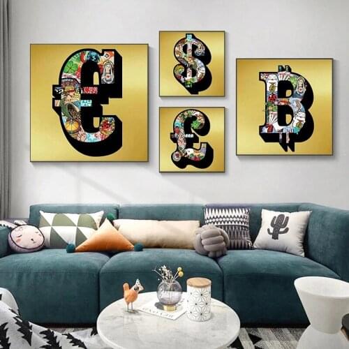 Abstract Painting Print BITCOIN Pictures Canvas Painting Oil Painting Poster Modern Wall Art Pictures in Livingroom Home Decor