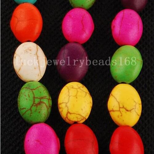 Free Shipping Fashion Jewelry 10x14mm Multicolor Howlite Oval Loose Beads 15.5" FG5851