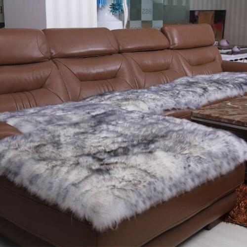 Customized Australian pure wool sofa cushion leather window blanket plush cushion warm thickened nordic decoration home