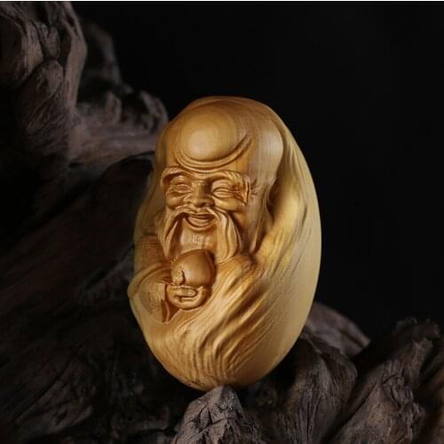 Boutique boxwood tallado piezas de mano coche colgante tallado artesanías regalo juego calabaza longevidad Dios cumpleaños arte