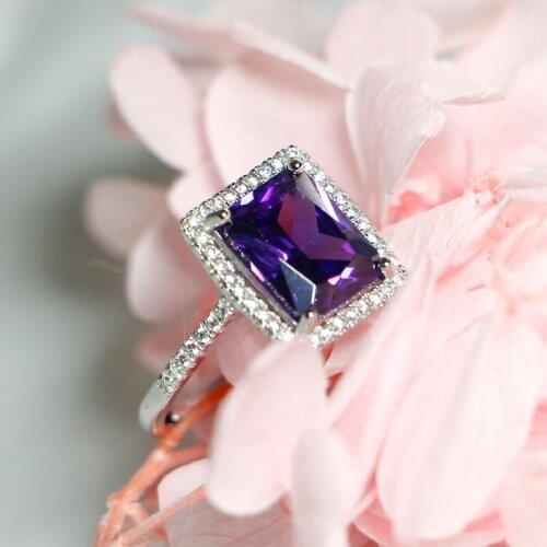 Elegant Quality 925 Rings Fashion Exquisite Amethyst Ring 925 Sterling Silver Ring for Women Wedding 925 Jewelry