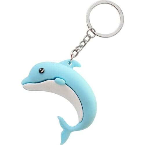 Cute Silicone Anime Dolphin Keychain For Women Marine Cartoon Fish Charm Key Chain Men Bag Car Trinket Female Wedding Party Gift