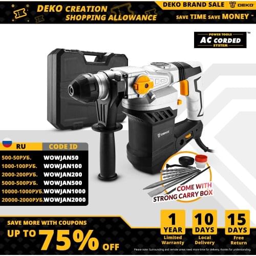 Deko DKRH32LD1 2000W 220V multifunctional rotary hammer with BMC and six PCs accessories electric demolition hammer impact drill