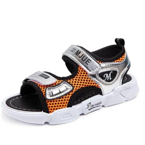 2021 summer new girls' sandals boys' casual beach shoes solid soft bottom mesh breathable soft student sandals