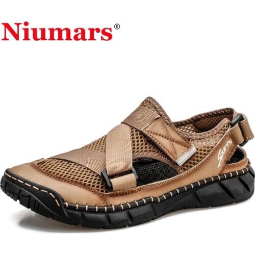 Summer New Mens Handmade Mesh Sandals Brand Classic Breathable Beach Sandals Fashion Casual Sports Outdoor Slippers Plus Size