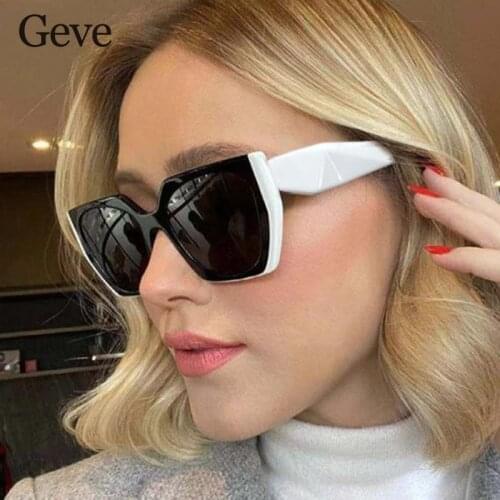 New Fashion Square Sunglasses Ladies Luxury Brand Vintage Black White Sunglasses For Women Vintage Irregular Eyewear Shades