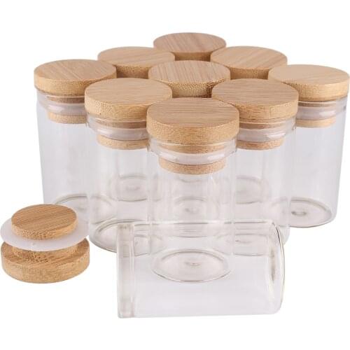 24 pieces 20ml 30*50mm Test Tubes with Bamboo Lids Glass Jars Glass Vials Wishing Bolttes Wish Bottle for Wedding Crafts Gift