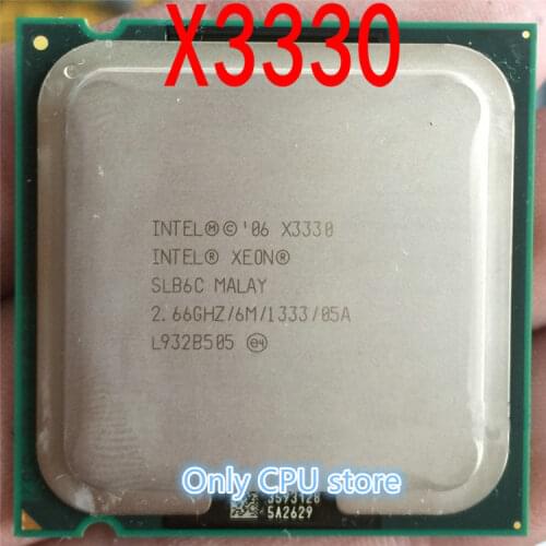 Free shipping Processor X3330 Quad Core 2.66GHz LGA 775 TDP 95W 6MB Cache Desktop CPU