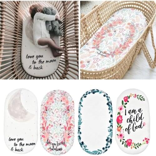 Baby Moses Basket Sheet Printing Mini Cradle Bedding Protector Crib Care Changing Pad Mattress Removable Cover