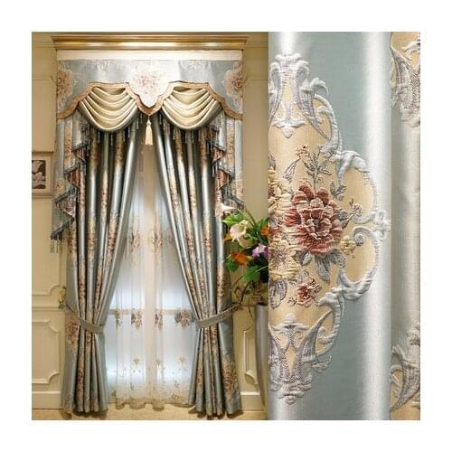 Luxury and fresh European curtain cloth new bedroom girl shading living room American Princess curtain custom