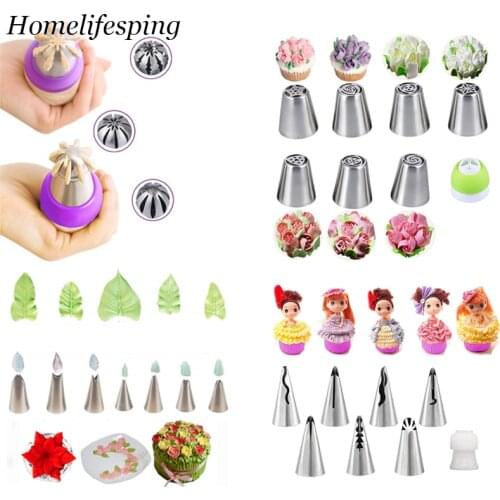 Russian Pastry Nozzles For Cream Icing Piping Nozzles Cake Decoration Tips Leaf Tulip Rose Cake Nozzles Tips Confectionery