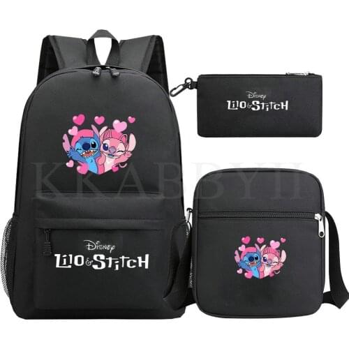 Disney New School Shoulder Bags Stitch Fashion Backpack Pencil Case Daily Rucksack Back to School Gift for Students Boys Girls
