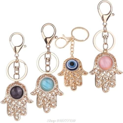 Lucky Hamsa Hand Evil Eye Pendant Handbag Purse Keychain Keyring Keyfob Jewelry D03 20 Dropshipping