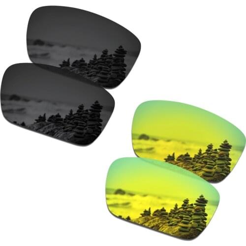 SmartVLT 2 Pairs Polarized Sunglasses Replacement Lenses for Oakley Fuel Cell Stealth Black and 24K Gold