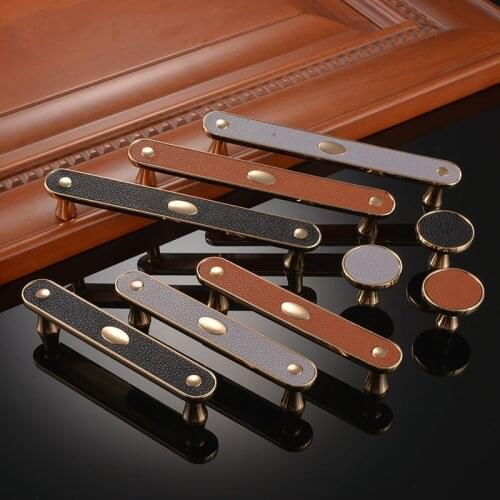 Modern Simple Leather Handles Zinc Alloy Cabinet Handles Cabinet Pulls Handles for Furniture Hardware