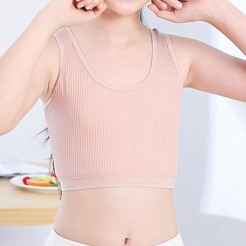 Girl Training Bra Children Pure Cotton Skin-friendly Underwear Vest Girls Sports Bra Kids Solid Color Underwear Bra 6-12 Years