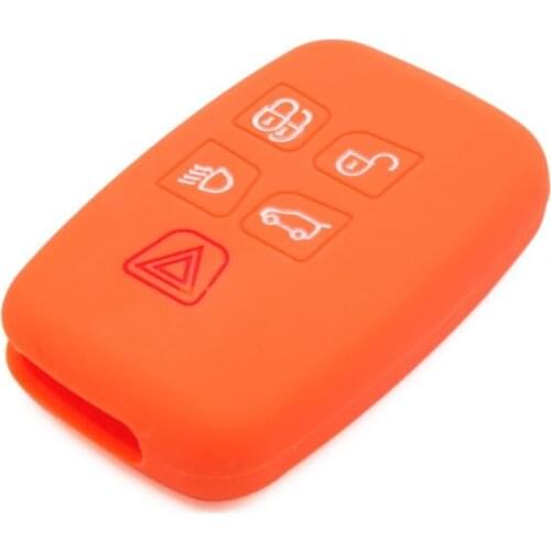 Uxcell 5 Button Orange Car Silicone Remote Key Cover Case Fob Protector for Landrover Range Rover Evoque Discovery Sport