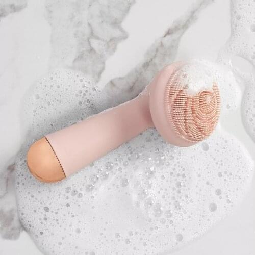 M4YA Waterproof Electric Silicone Facial Cleansing Brush with Charger Base Vibration Cleanser Exfoliate Skin Massager Device