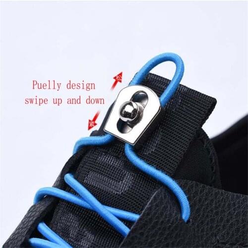 1 Pair Elastic Shoelaces Metal Buckle Round Shoelace Convenient Locking Shoe laces No Tie Kids Adult Sneakers Lazy Shoe lace