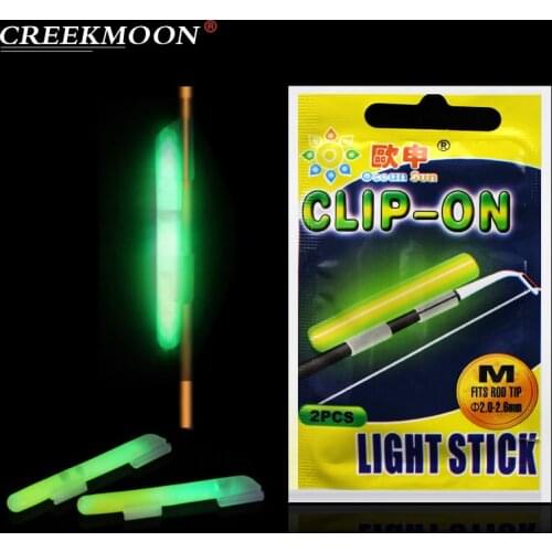 100PCS 50 Bags Fishing Glow Floats Luminous Sticks Rod Top Tip Fish Rods Clip on Night Fluorescent Green Light Stick Tube M L XL