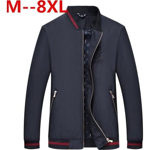 10XL 8XL 6XL 5XL Spring Autumn Mens Jackets Thin Solid Fashion Coats Male Casual Slim Stand Collar Bomber Jacket Men Overcoat