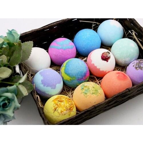 12Pcs/Set Bath Salt Ball Bubble Bomb Gift Box Handmade Essential Oil Moisturizing Soap Bath Salt Rainbow Soap Bath Supplies