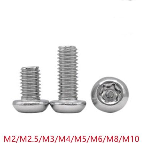 Security Screw M3 M4 M5 M6 M8 A2 Stainless Steel Torx Button Head Tamper Proof Security Screw Screws