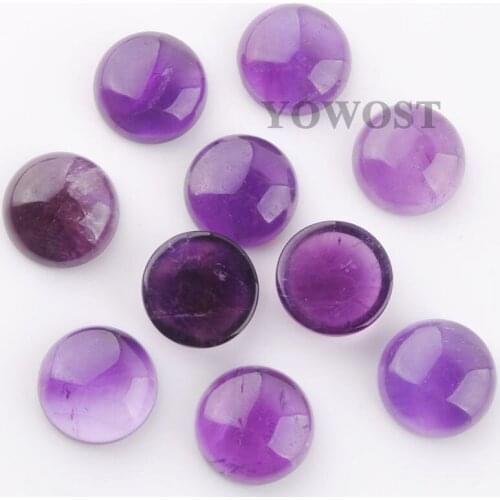 20PCS Natural Gem Stone Amethysts Flat Back 14mm Round Cabochon Stones CAB No Hole for Pendant Earrings Jewelry making QU3265