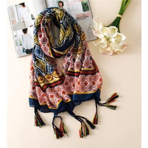 2016 New Vintage Geometry Pattern Trendy Scarf Long Rhombus Tassel Shawl And Scarves Women Oversize Wrap Hijab 10pcs/LOT